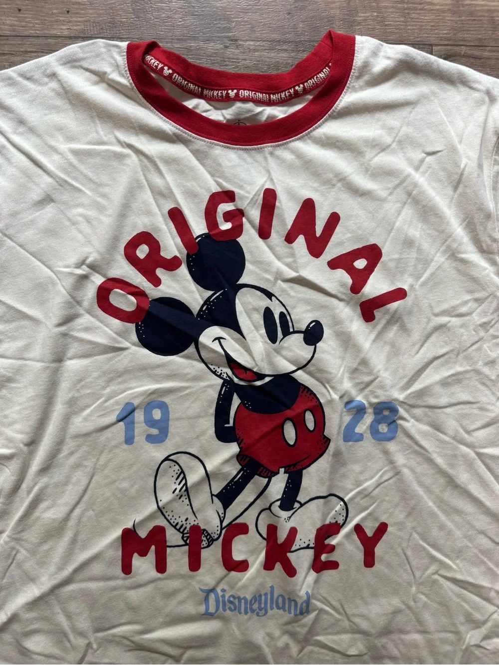 Disneyland Original Mickey Ringer Tee - Cream & Red